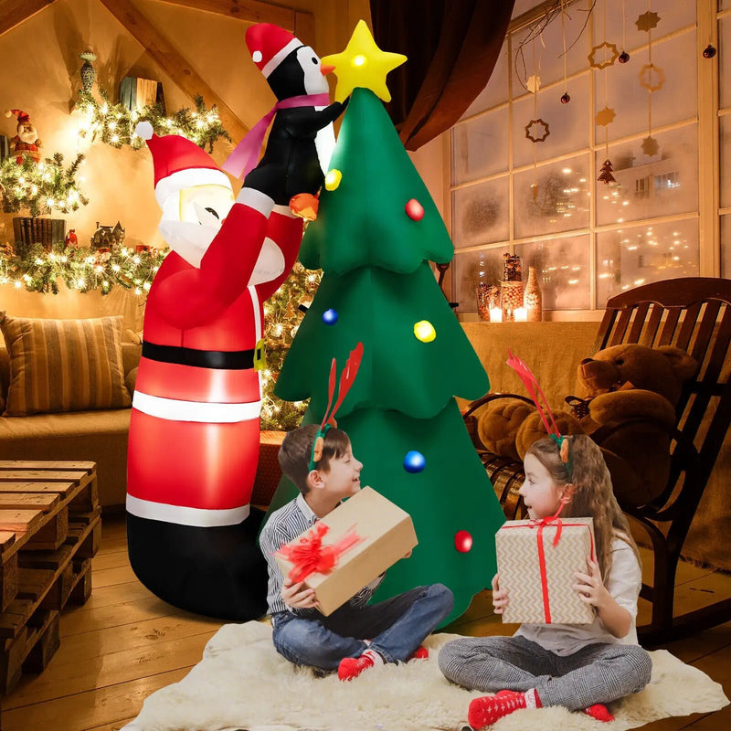 6 Feet Inflatable Christmas Tree and Santa Claus with LED and Air Blower by DirectDeals