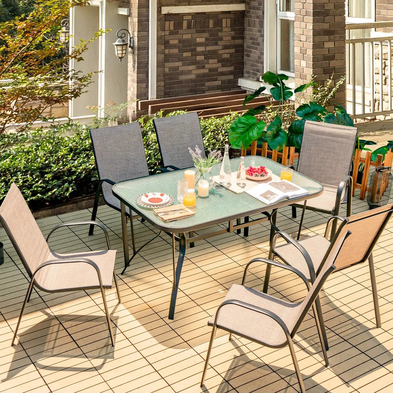 7-Piece Patio Dining Set with 6 Stackable Chairs by DirectDeals