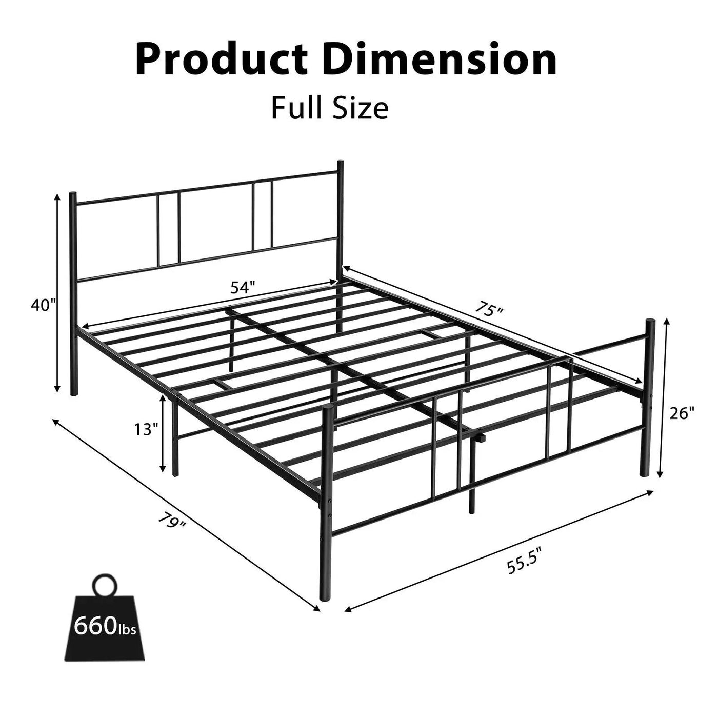 Full/Queen Size Platform Bed Frame with High Headboard by DirectDeals