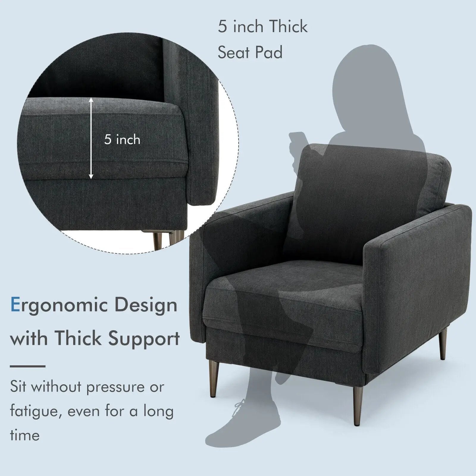 Modern Upholstered Accent Chair with Removable Backrest Cushion by DirectDeals