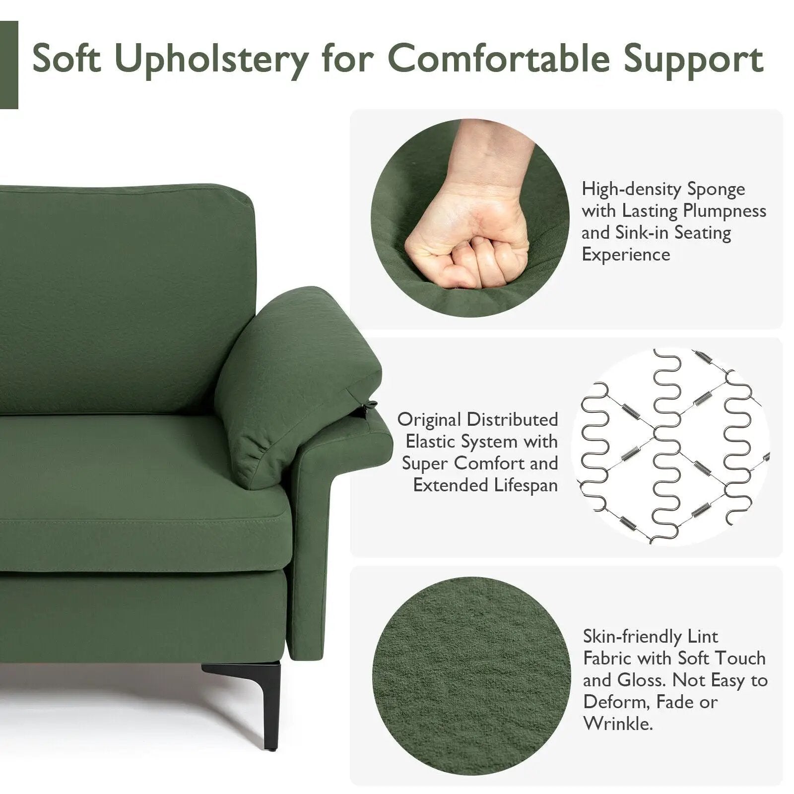 Modern Fabric Accent Armchair with Original Distributed Spring and Armrest Cushions by DirectDeals