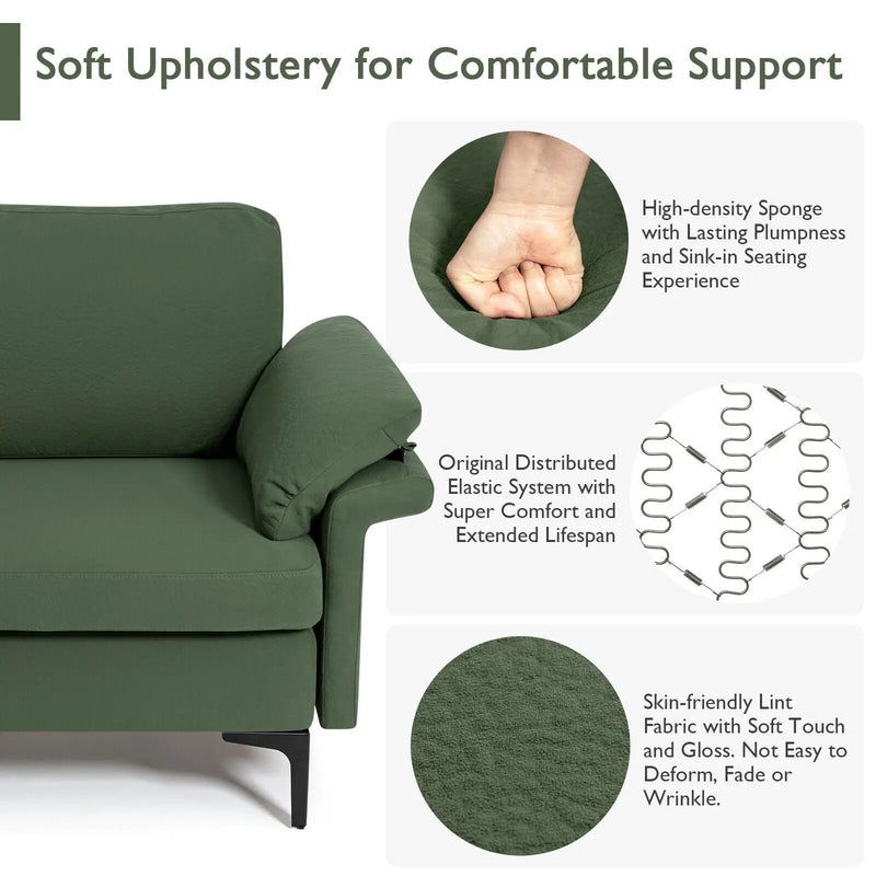 Modern Fabric Accent Armchair with Original Distributed Spring and Armrest Cushions by DirectDeals