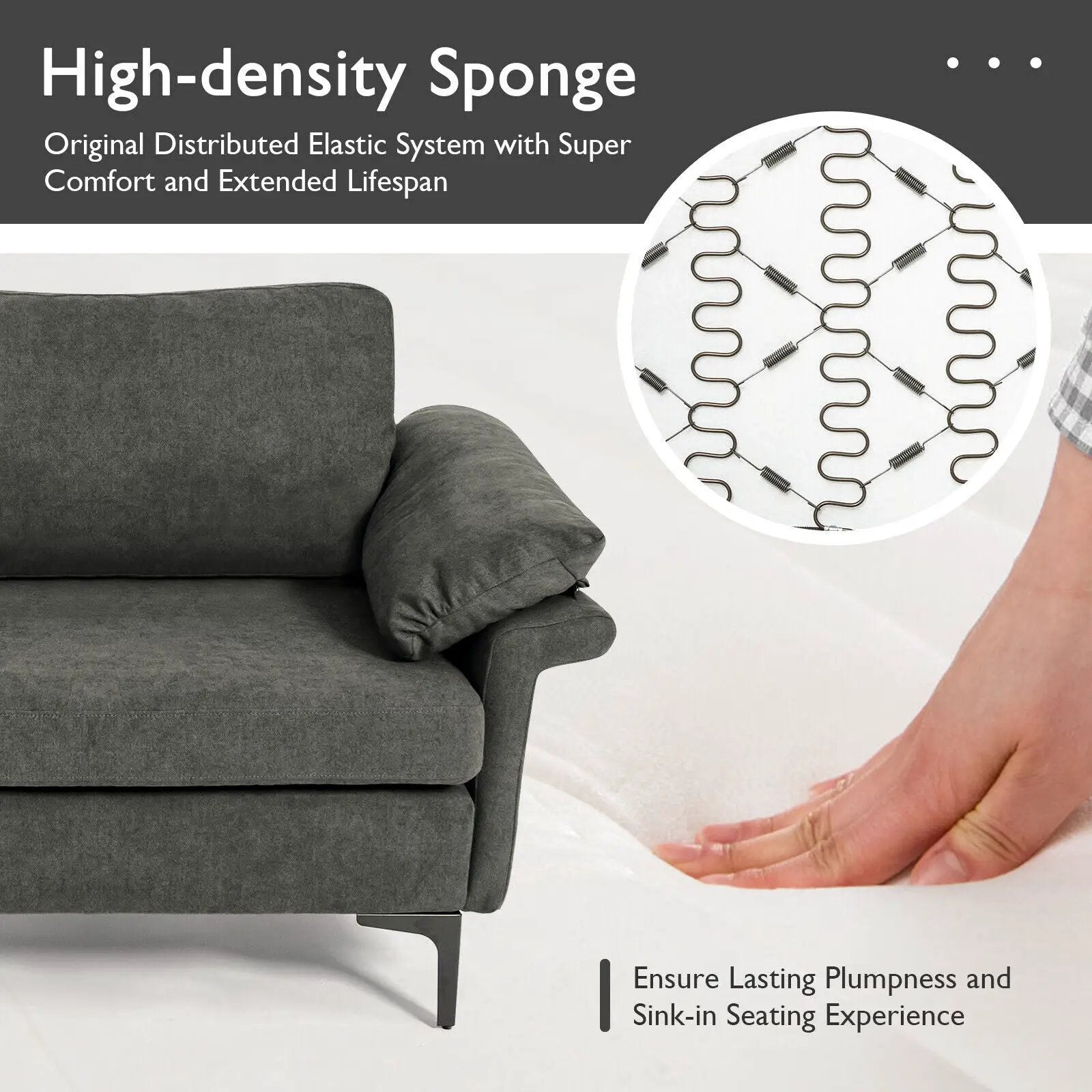 Modern Fabric Loveseat Sofa for with Metal Legs and Armrest Pillows by DirectDeals