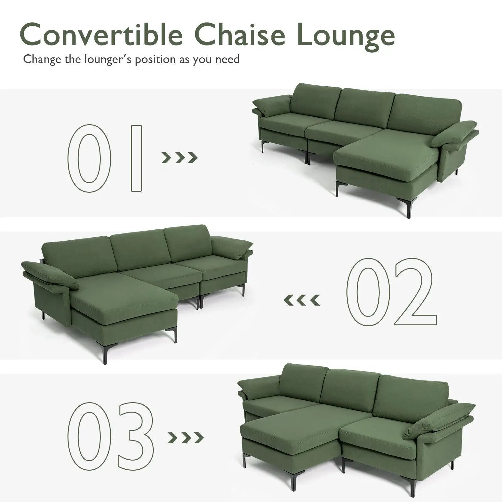 Extra Large Modular L-shaped Sectional Sofa with Reversible Chaise for 4-5 People by DirectDeals
