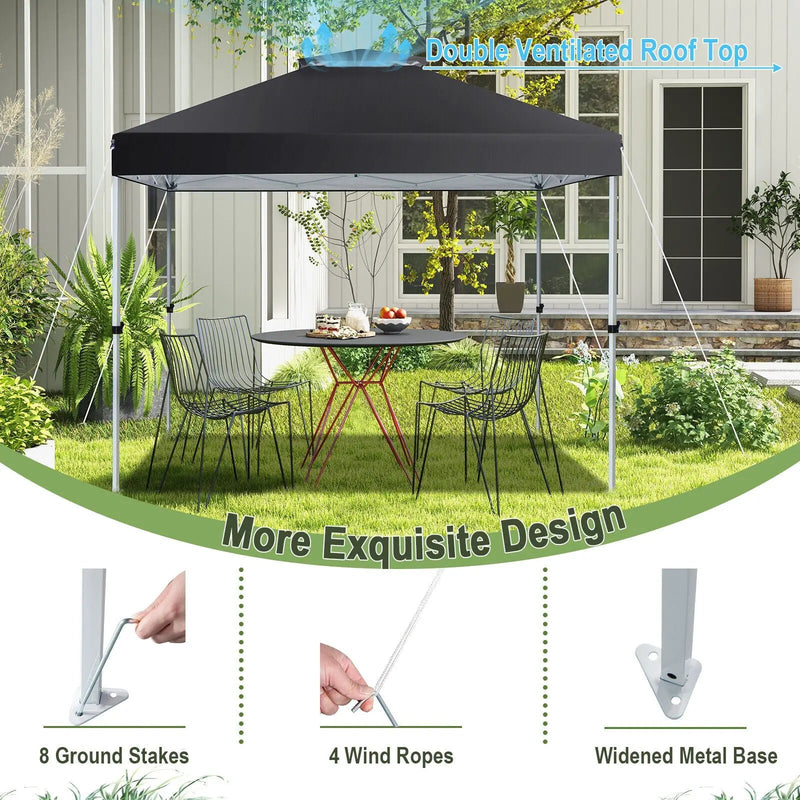 2-Tier 10 x 10 Feet Pop-up Canopy Tent with Wheeled Carry Bag-Black by DirectDeals