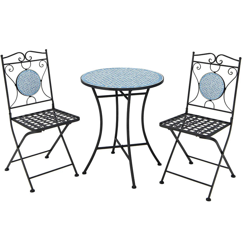 3 Pieces Patio Bistro Set Outdoor Furniture Mosaic Table Chairs by DirectDeals