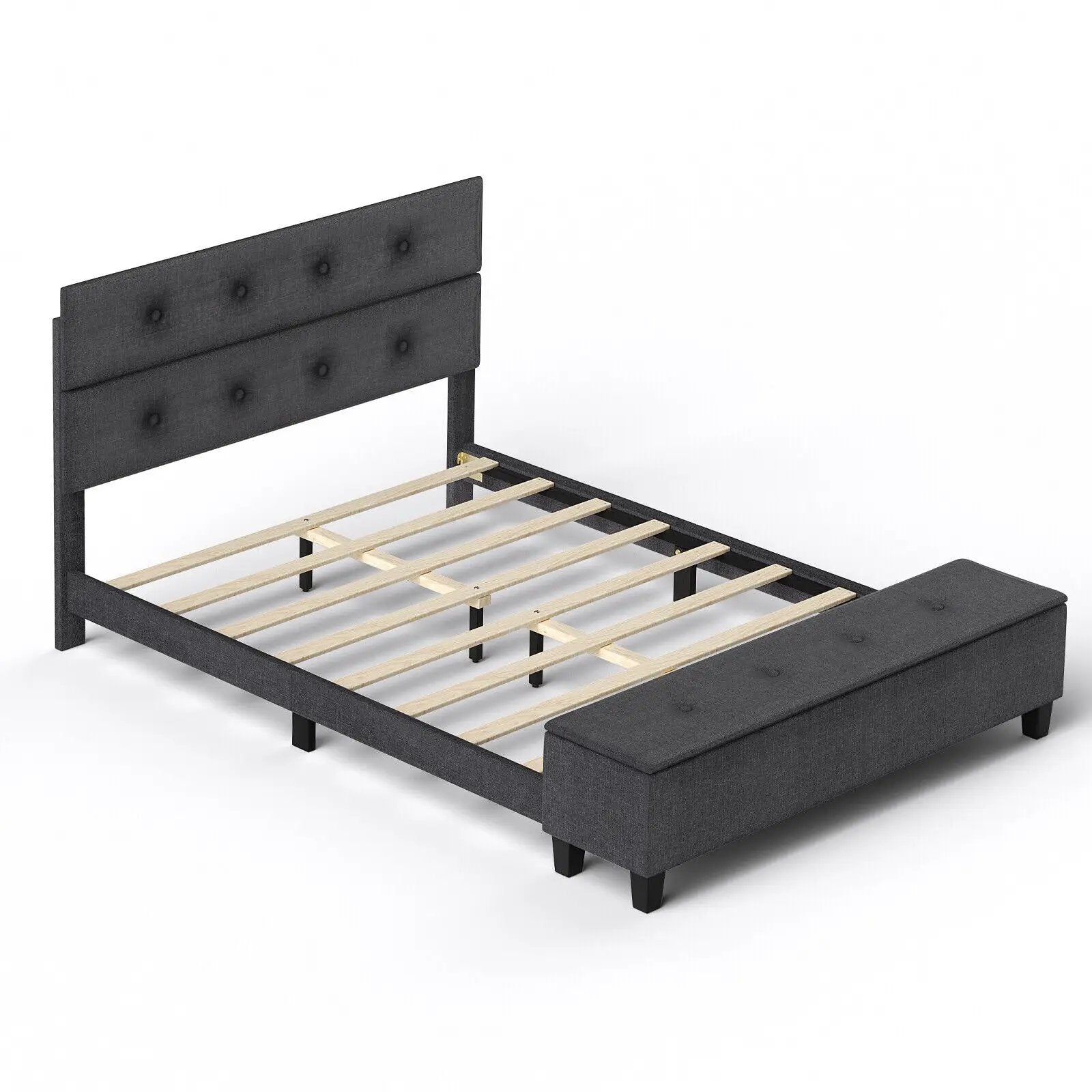 Full/Queen/Twin Upholstered Bed Frame with Ottoman Storage by DirectDeals