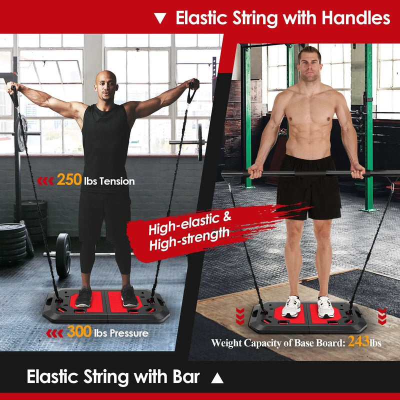 Push up Board Set Folding Push up Stand with Elastic String Pilate Bar Bag-Black by DirectDeals