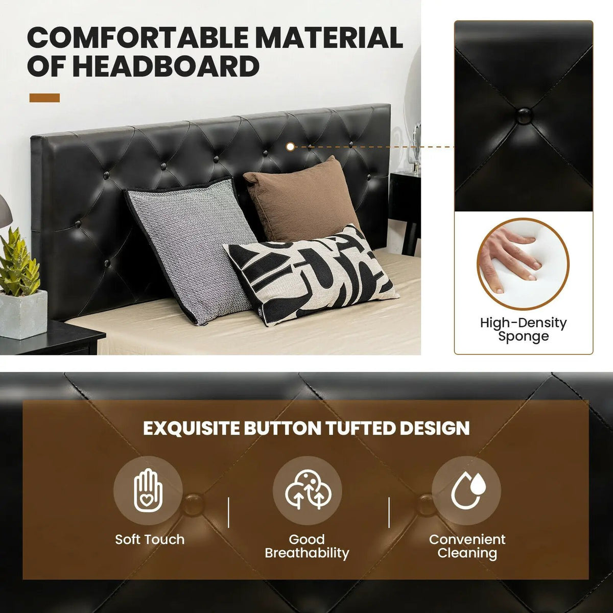 Full/Queen PU Leather Upholstered Platform Bed with 4 Drawers by DirectDeals