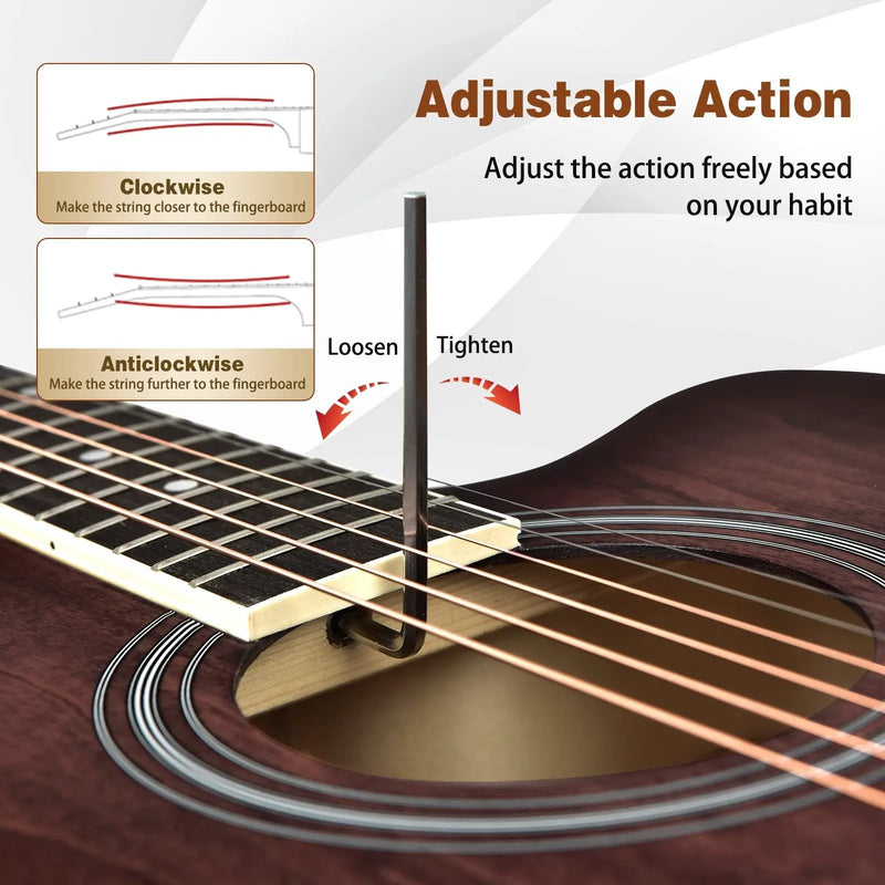 41 Inch Full Size Cutaway Acoustic Guitar Set for Beginner by DirectDeals