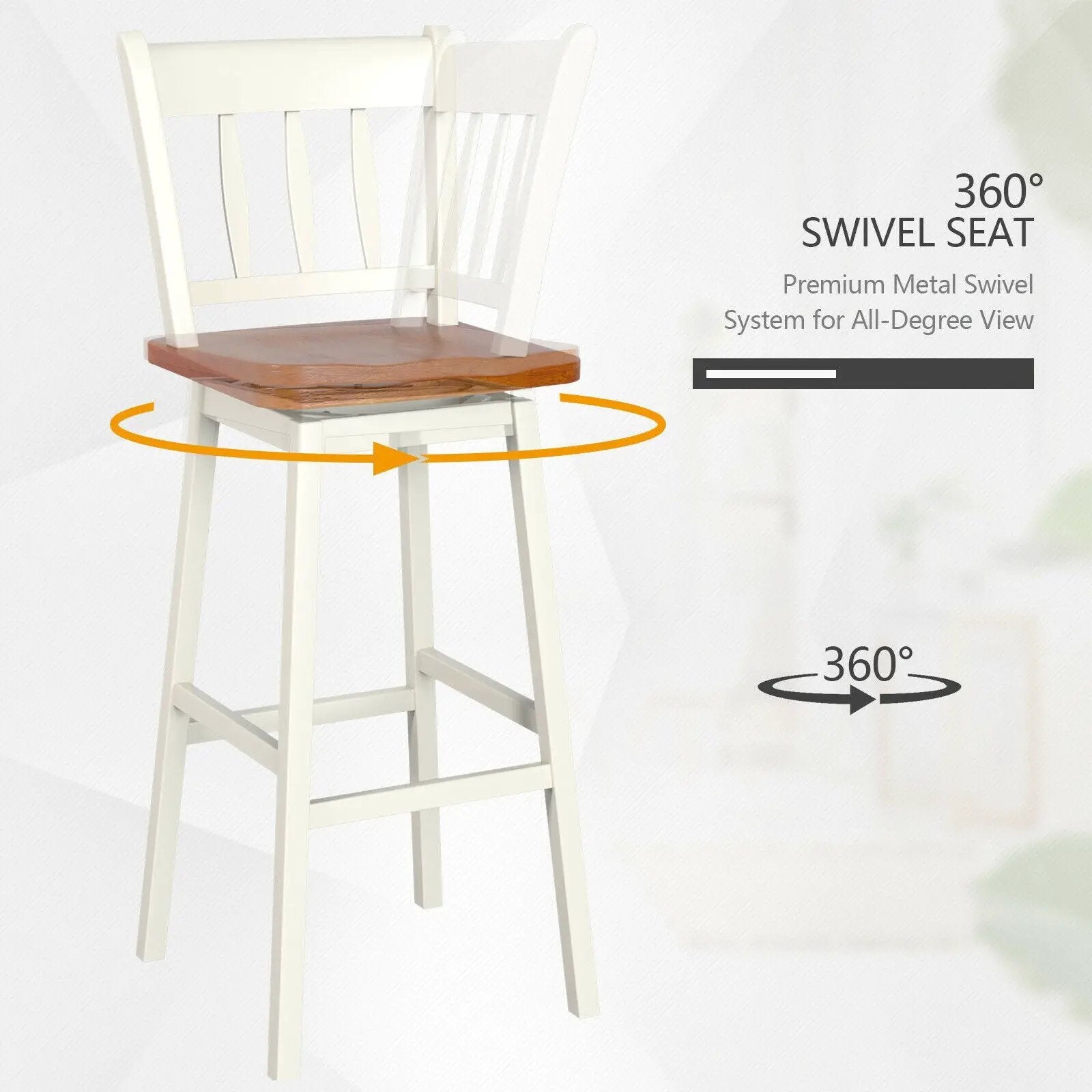 30.5 Inches Set of 2 Swivel Bar Stools with 360¬∞ Swiveling by DirectDeals
