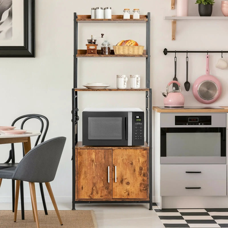 4-Tier Industrial Kitchen Bakers Rack Microwave Oven Stand-Brown by DirectDeals