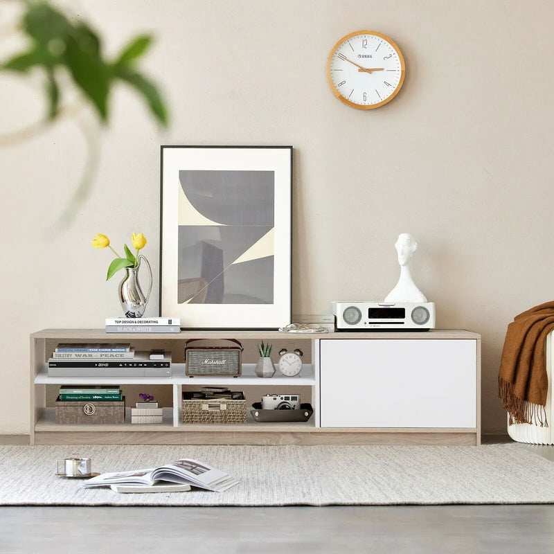 63 Inch TV Stand with Push-to-Open Door Cabinet for TVs up to 75 Inch by DirectDeals