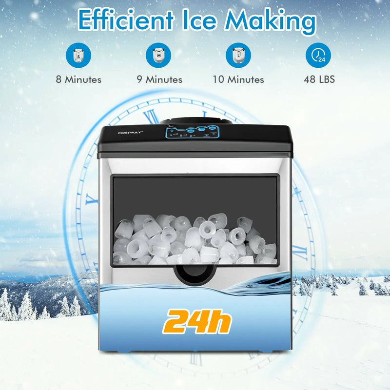 2-in-1 Stainless Steel Countertop Ice Maker with Water Dispenser by DirectDeals