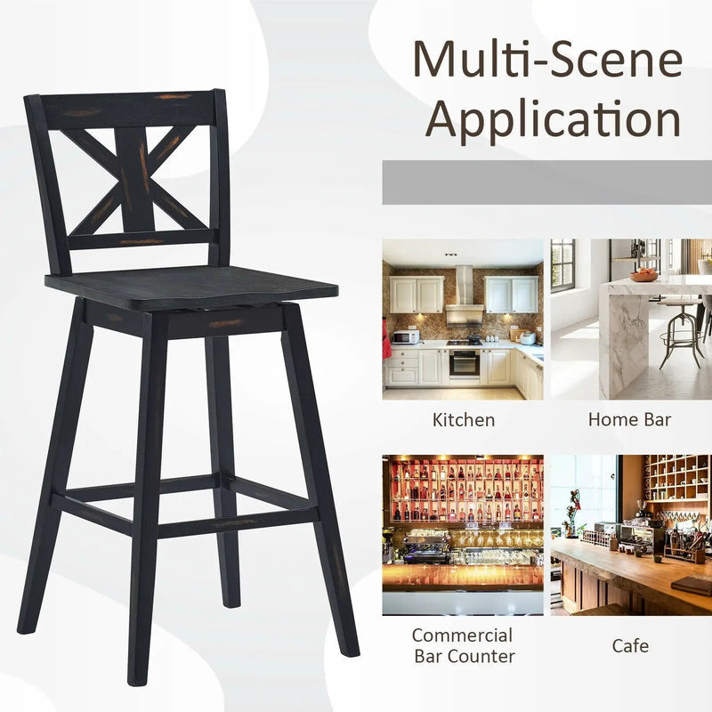 Set of 2 360-Degree Swivel Bar Stools for Home Restaurant by DirectDeals