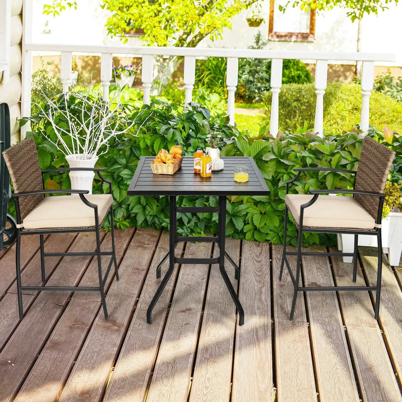 Patio Rattan Bar Stools Set of 4 with Soft Cushions by DirectDeals