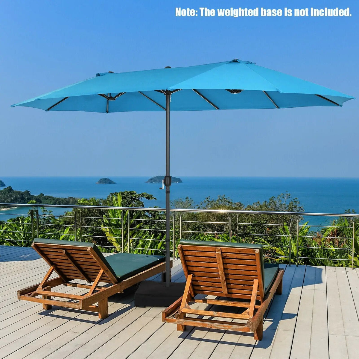 15 Feet Patio Double-Sided Umbrella with Hand-Crank System by DirectDeals