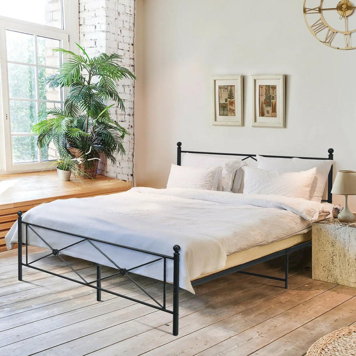 Full/Queen Size Metal Bed Frame Platform with Headboard by DirectDeals