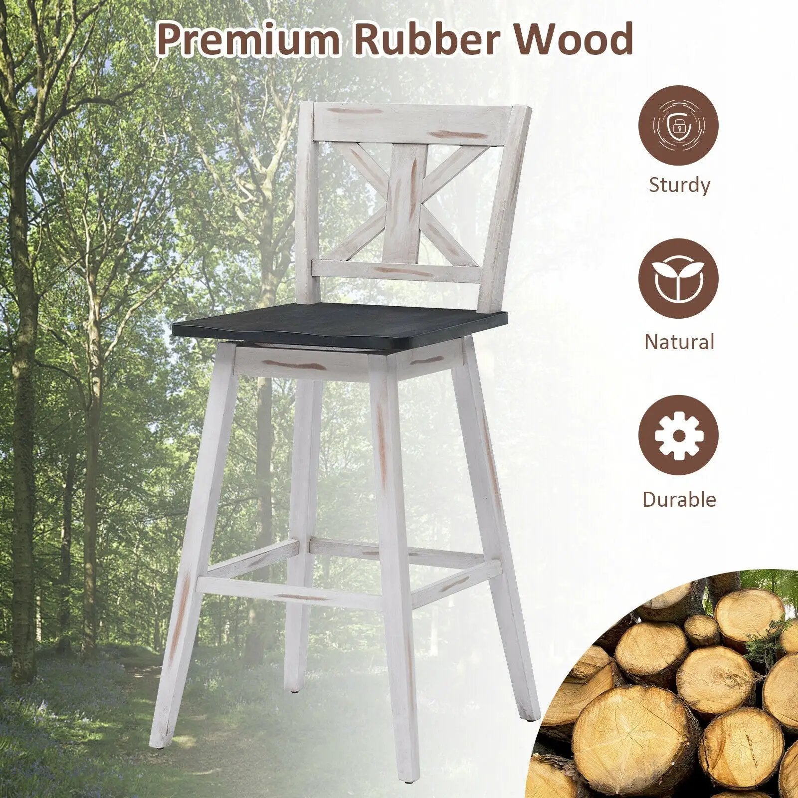 Set of 2 360-Degree Swivel Bar Stools for Home Restaurant by DirectDeals
