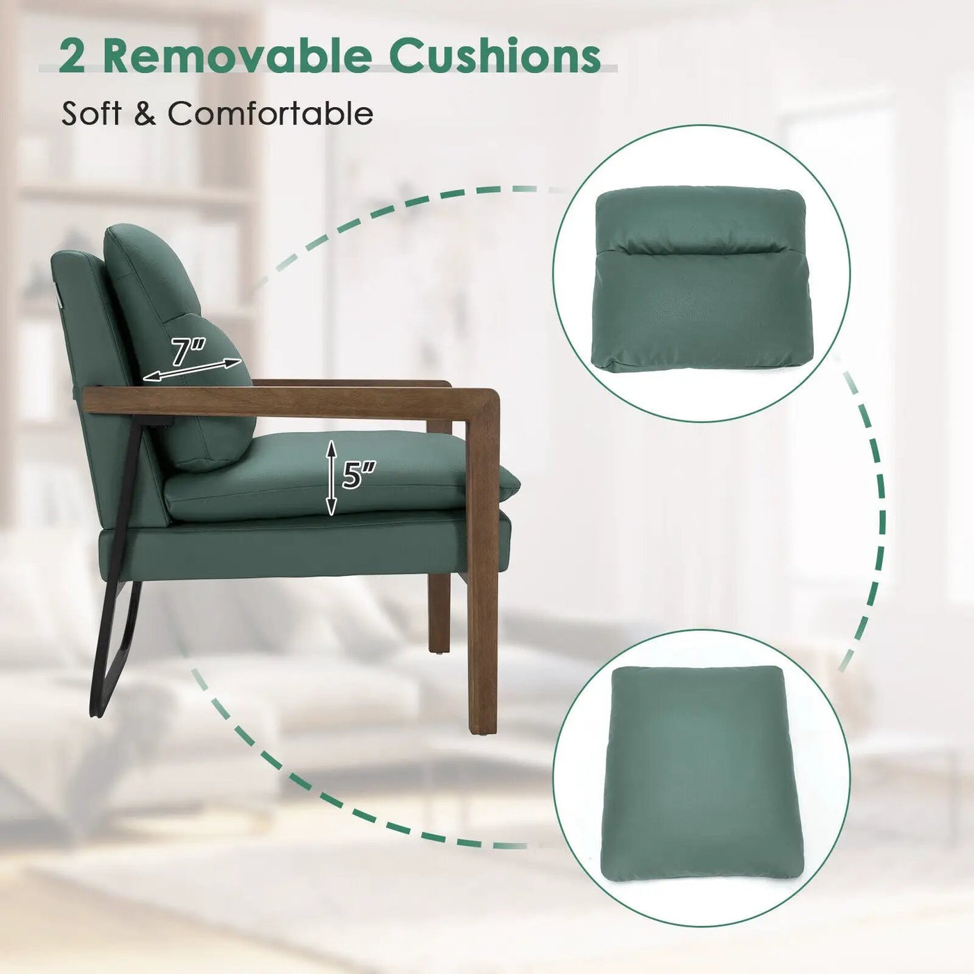 Single Sofa Chair with Extra-Thick Padded Backrest and Seat Cushion by DirectDeals