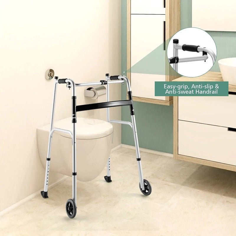 Height Adjustable Rolling Walker With Seat and Armrest Pad by DirectDeals