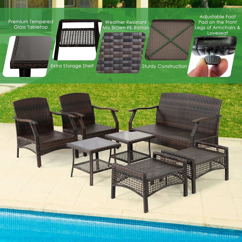 7 Pieces Outdoor Patio Furniture Set with Waterproof Cover by DirectDeals