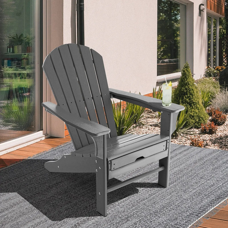 Patio HDPE Adirondack Chair with Retractable Ottoman by DirectDeals