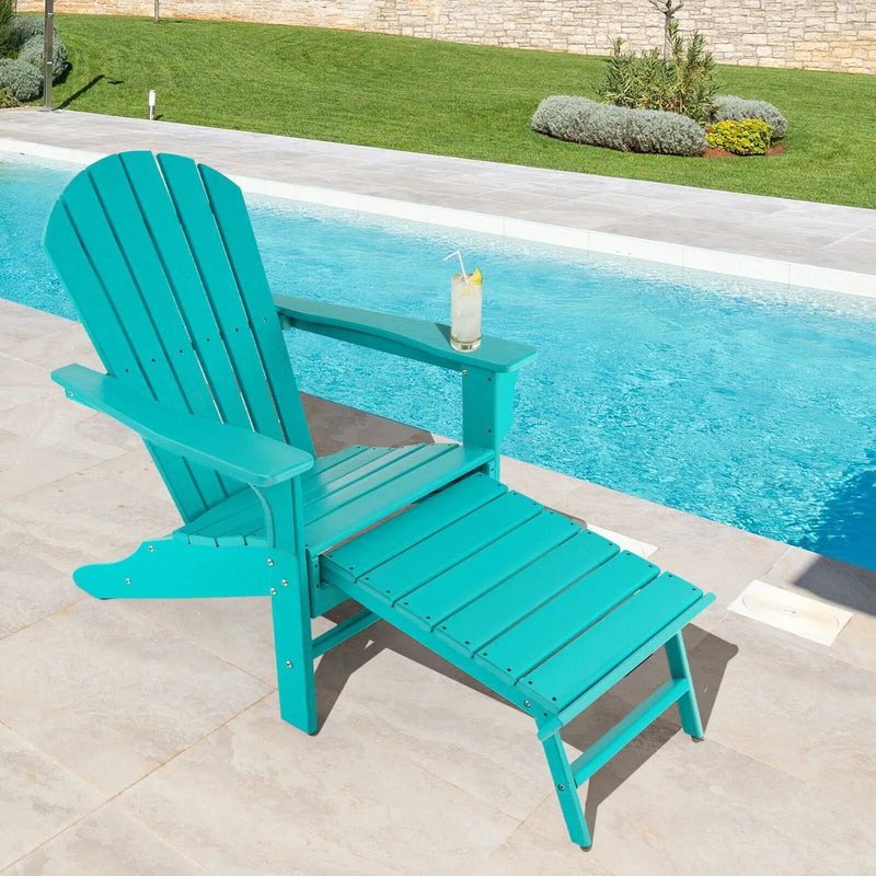 Patio HDPE Adirondack Chair with Retractable Ottoman by DirectDeals