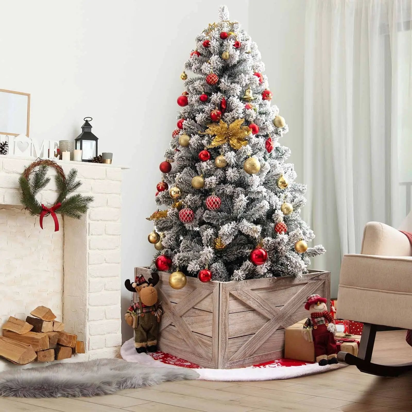 28.5 Inch Wooden Tree Collar Box for Indoor/Outdoor Use by DirectDeals