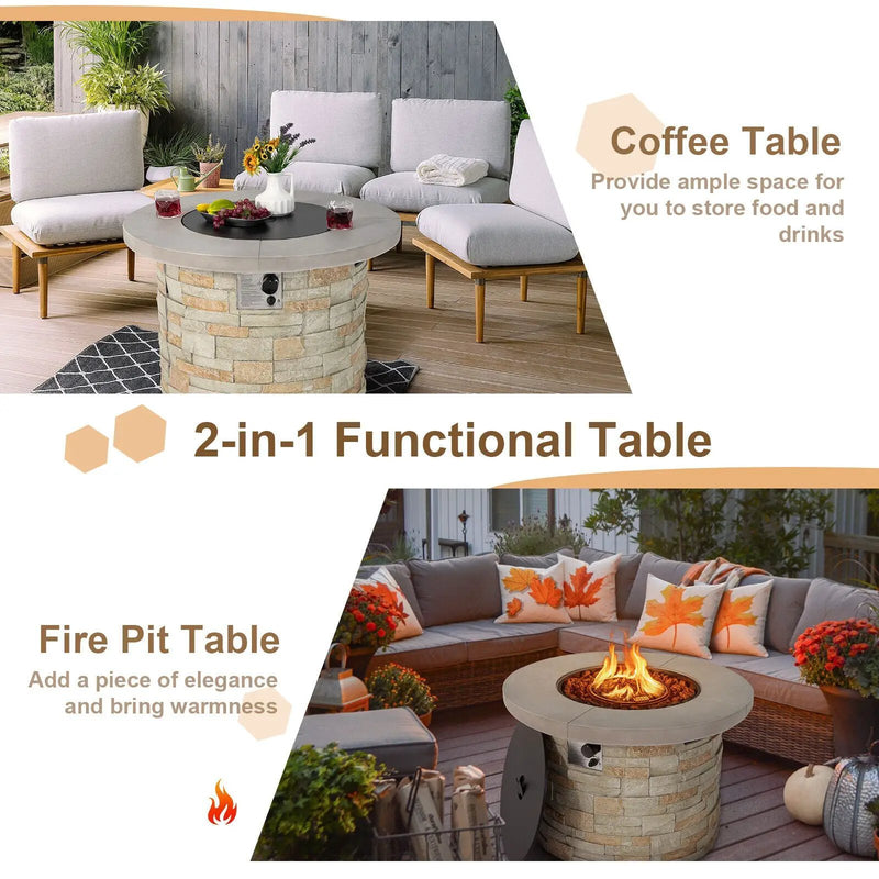 36 Inch Propane Gas Fire Pit Table with Lava Rock and PVC cover-Gray by DirectDeals