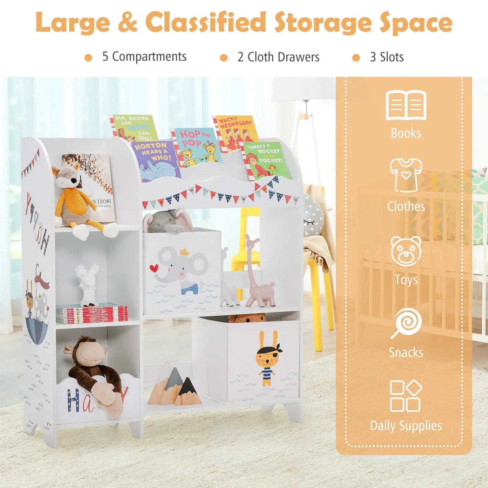 Wooden Children Storage Cabinet with Storage Bins by DirectDeals