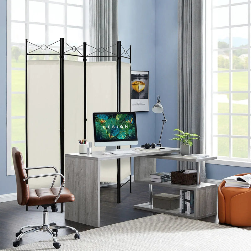 6 Feet 4-Panel Folding Freestanding Room Divider by DirectDeals