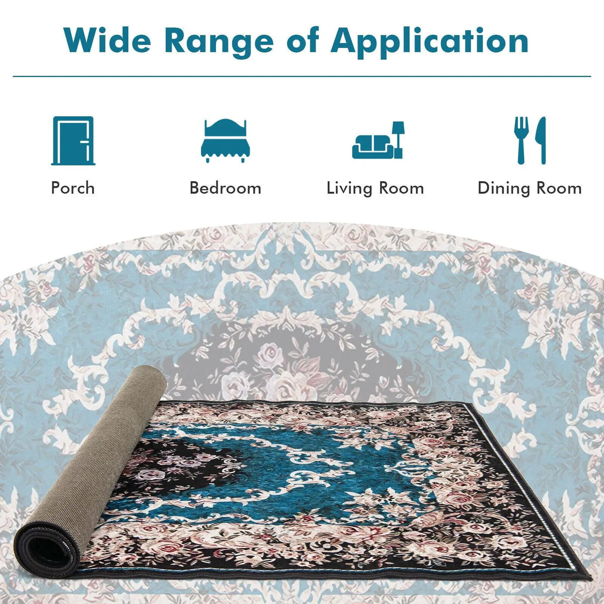 Area Rug with Non-Shedding Surface and Anti-slip Bottom by DirectDeals