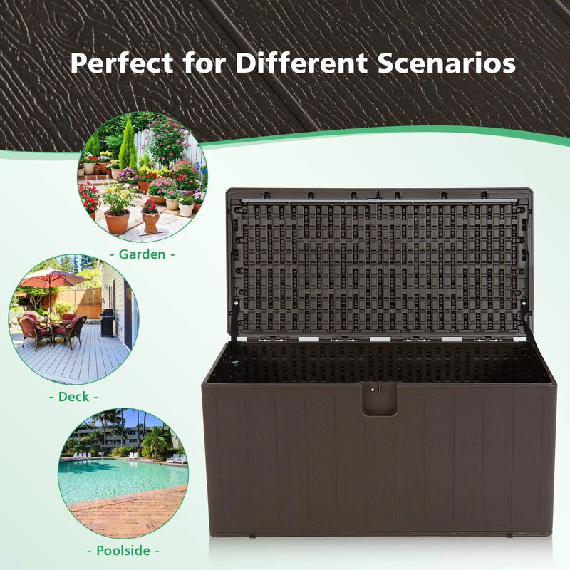 105 Gallon All Weather Large Deck Box Lockable Storage Container by DirectDeals