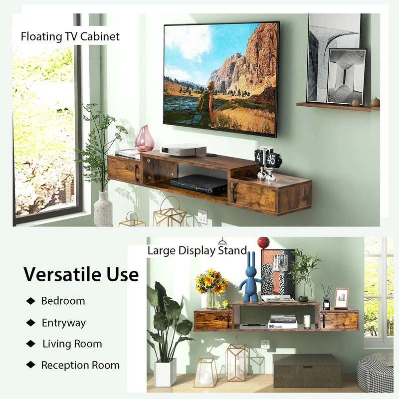 55 Inches Floating TV Stand with Power Outlet by DirectDeals