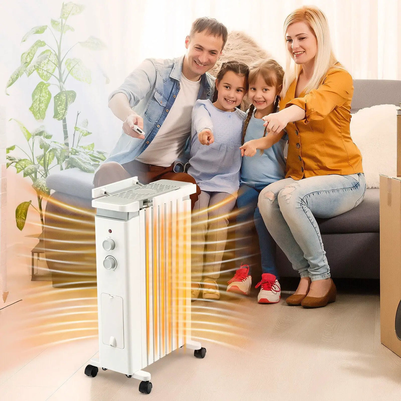 1500W Portable Oil Filled Radiator Heater with 3 Heat Settings by DirectDeals