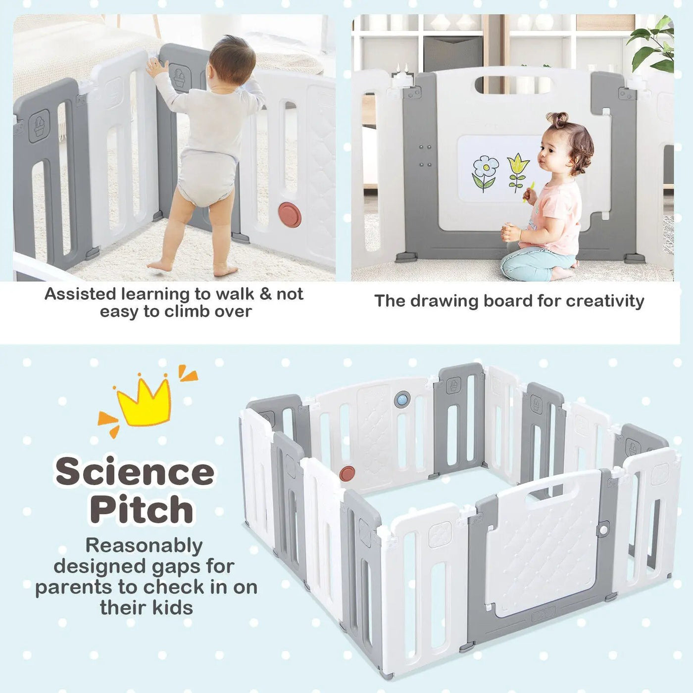 14 Panels Kids Safety Activity Play Center with Drawing Board by DirectDeals
