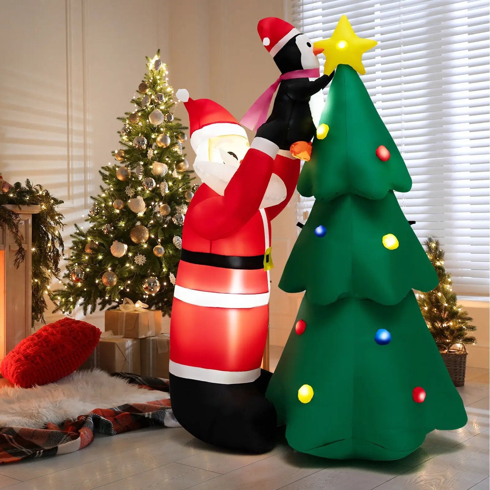 6 Feet Inflatable Christmas Tree and Santa Claus with LED and Air Blower by DirectDeals
