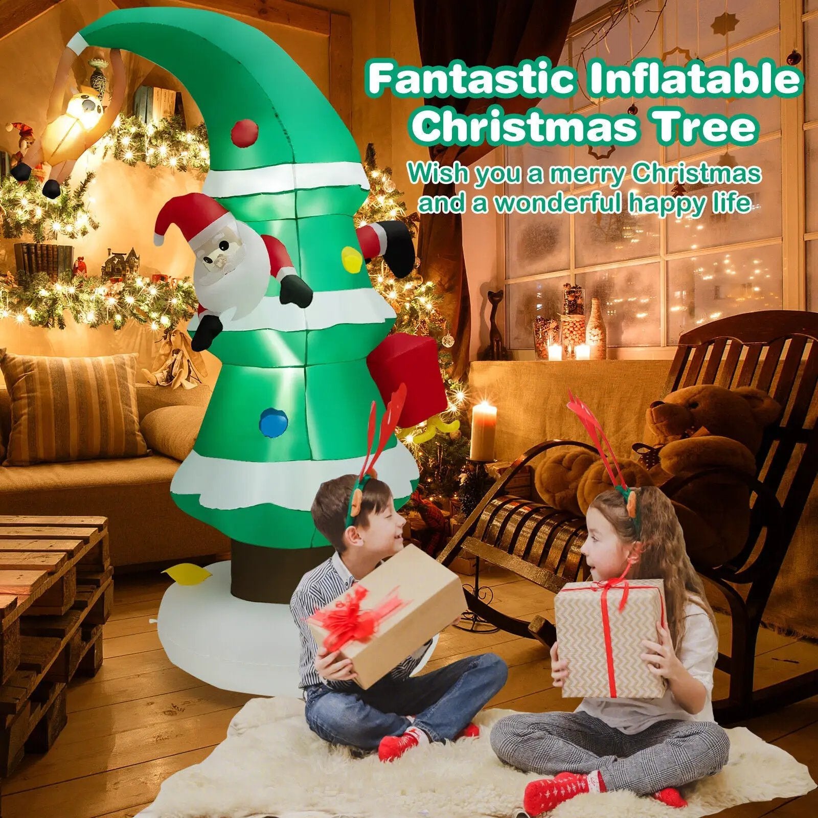 8 Feet Inflatable Christmas Tree with Santa Claus by DirectDeals