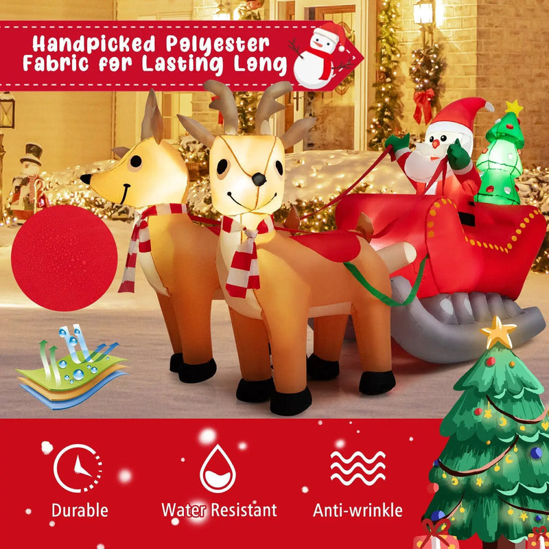 7.2 Feet Long Christmas Inflatable Santa Rides Sled with LED Lights by DirectDeals