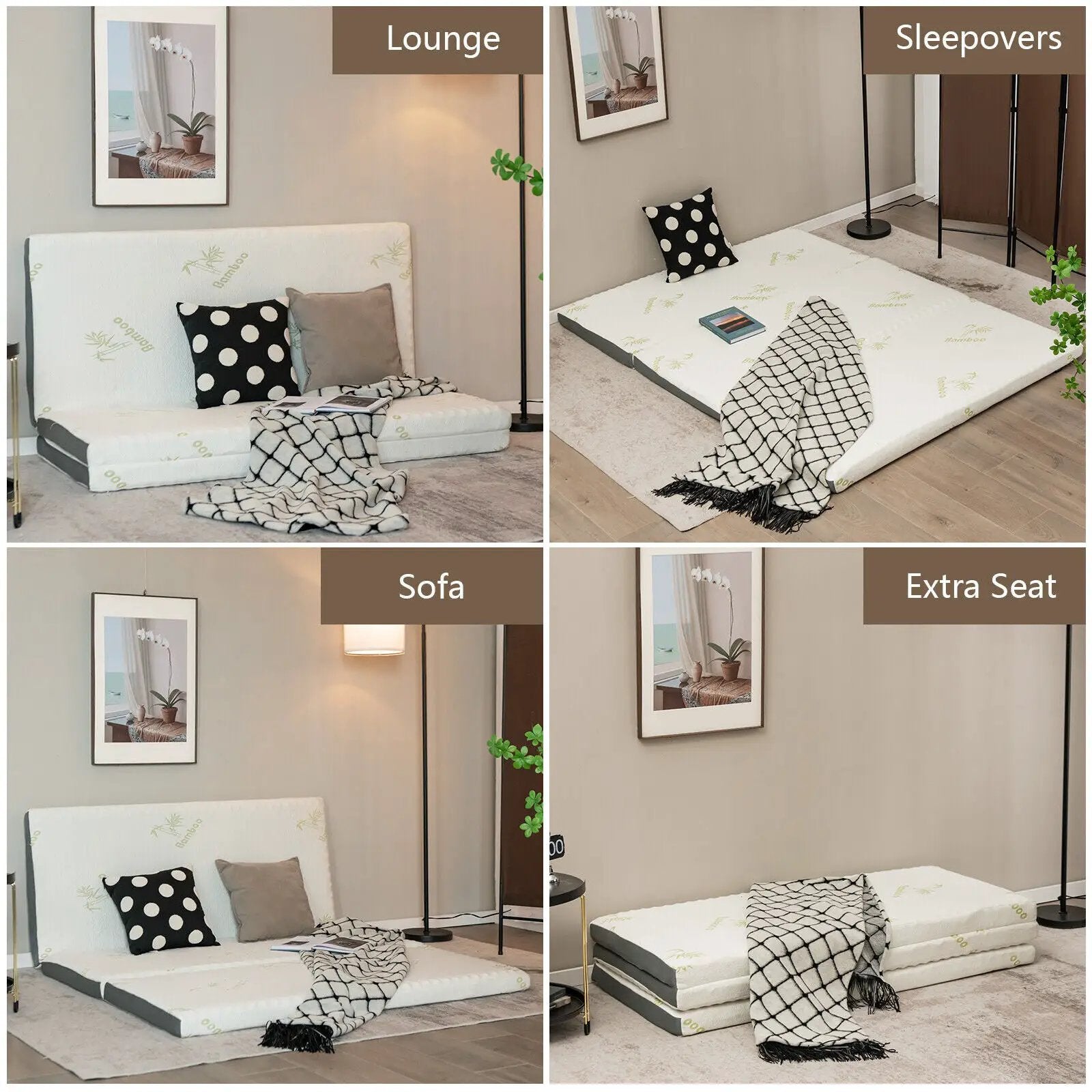 Portable Tri-fold Memory Foam Floor Mattress Topper Portable with Carrying Bag by DirectDeals