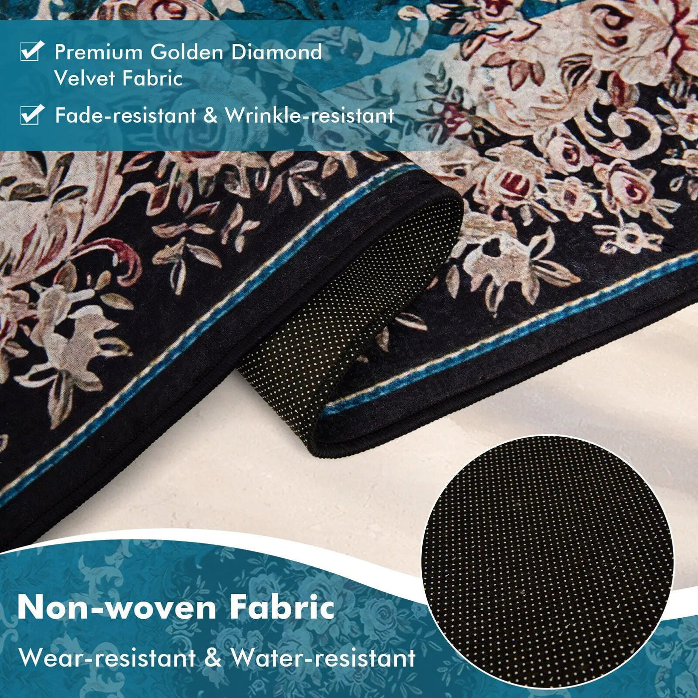 Area Rug with Non-Shedding Surface and Anti-slip Bottom by DirectDeals