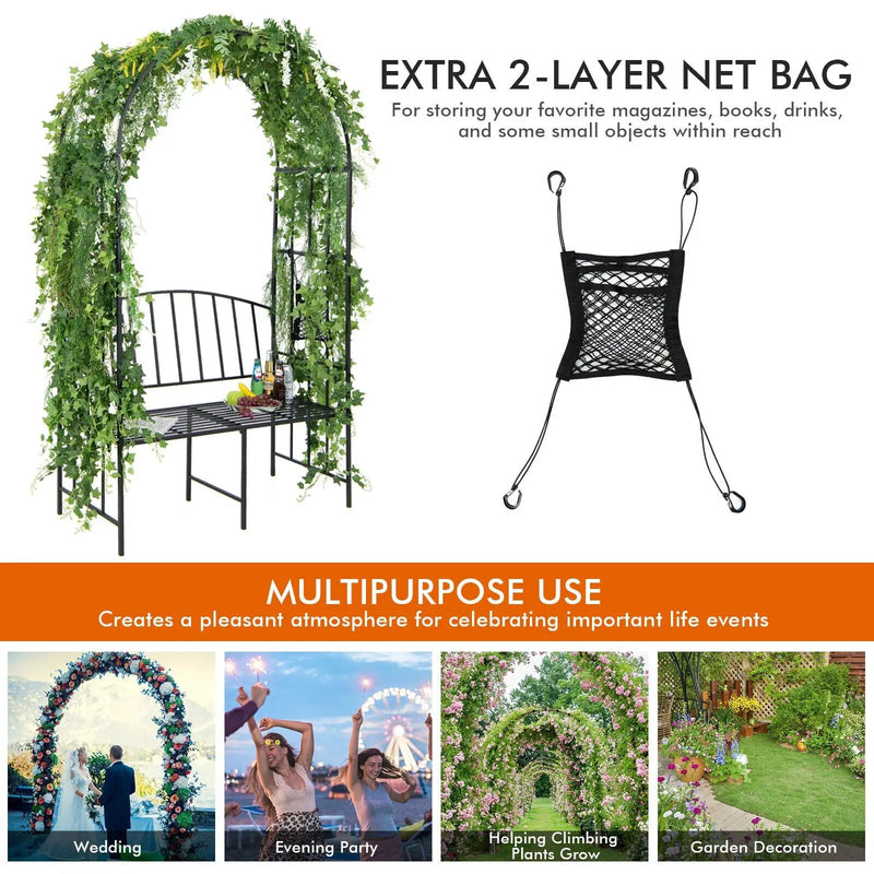 Steel Garden Arch with 2-Seat Bench by DirectDeals