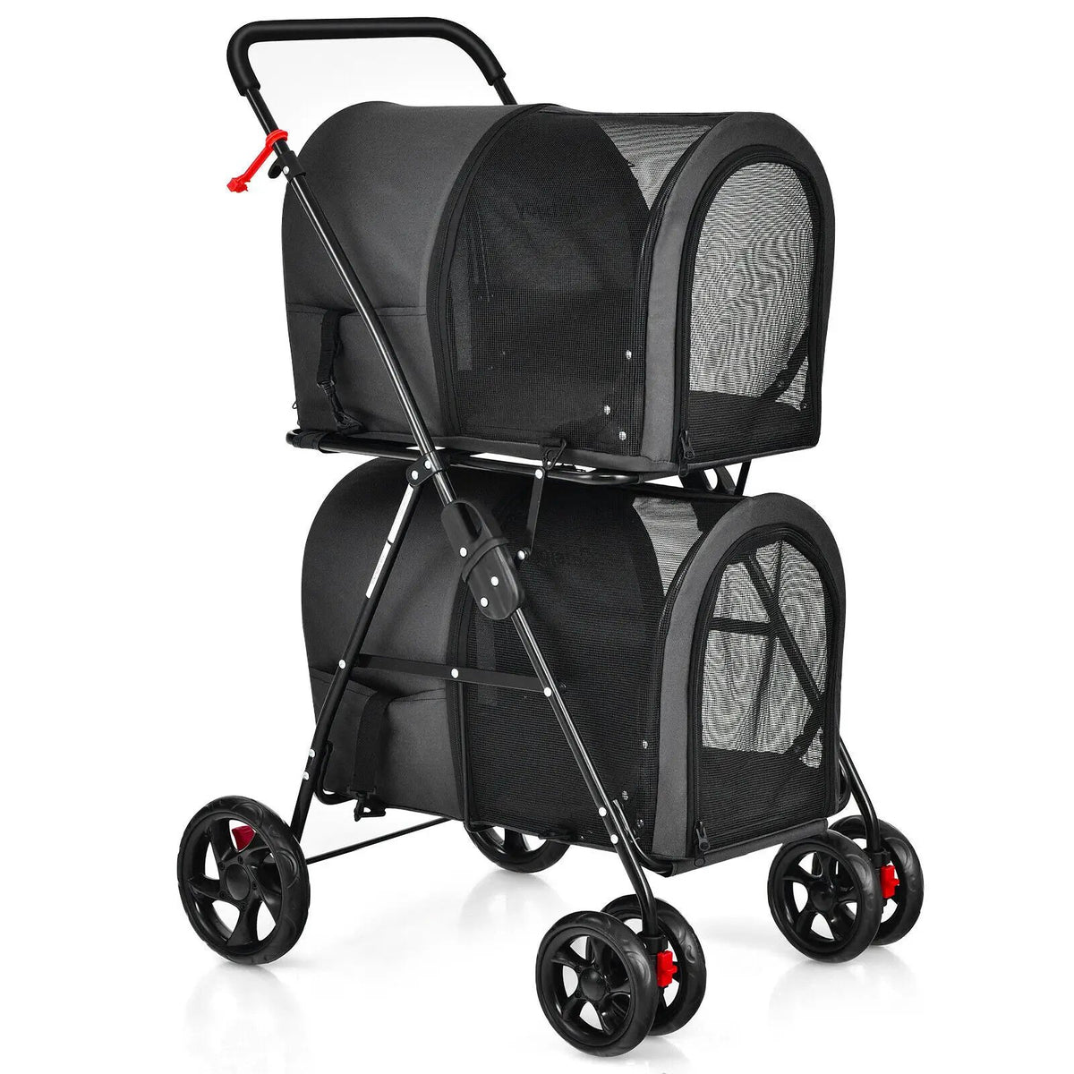 4-in-1 Double Pet Stroller with Detachable Carrier and Travel Carriage by DirectDeals