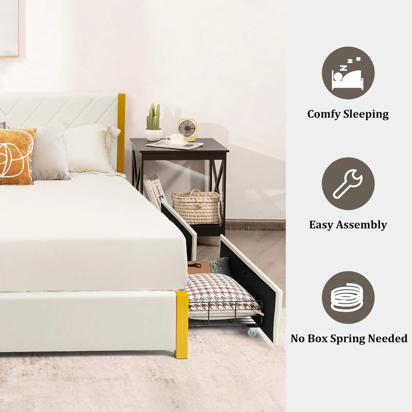Full Size/Queen Size Upholstered Bed Frame with Adjustable Headboard and 4 Drawers by DirectDeals