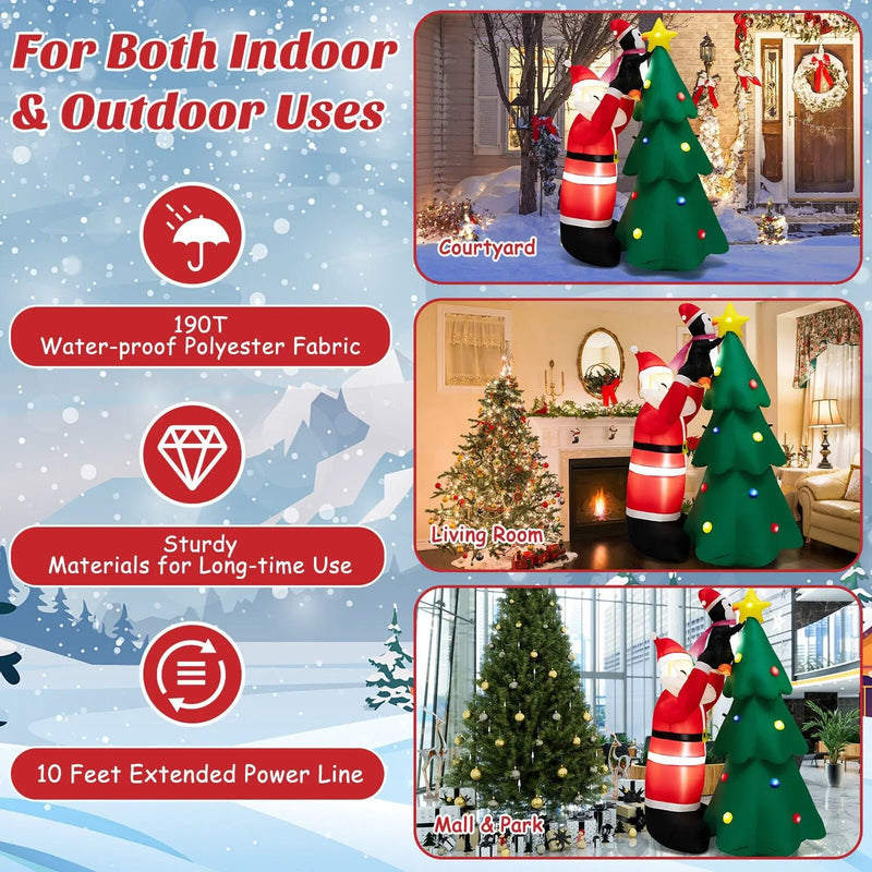 6 Feet Inflatable Christmas Tree and Santa Claus with LED and Air Blower by DirectDeals