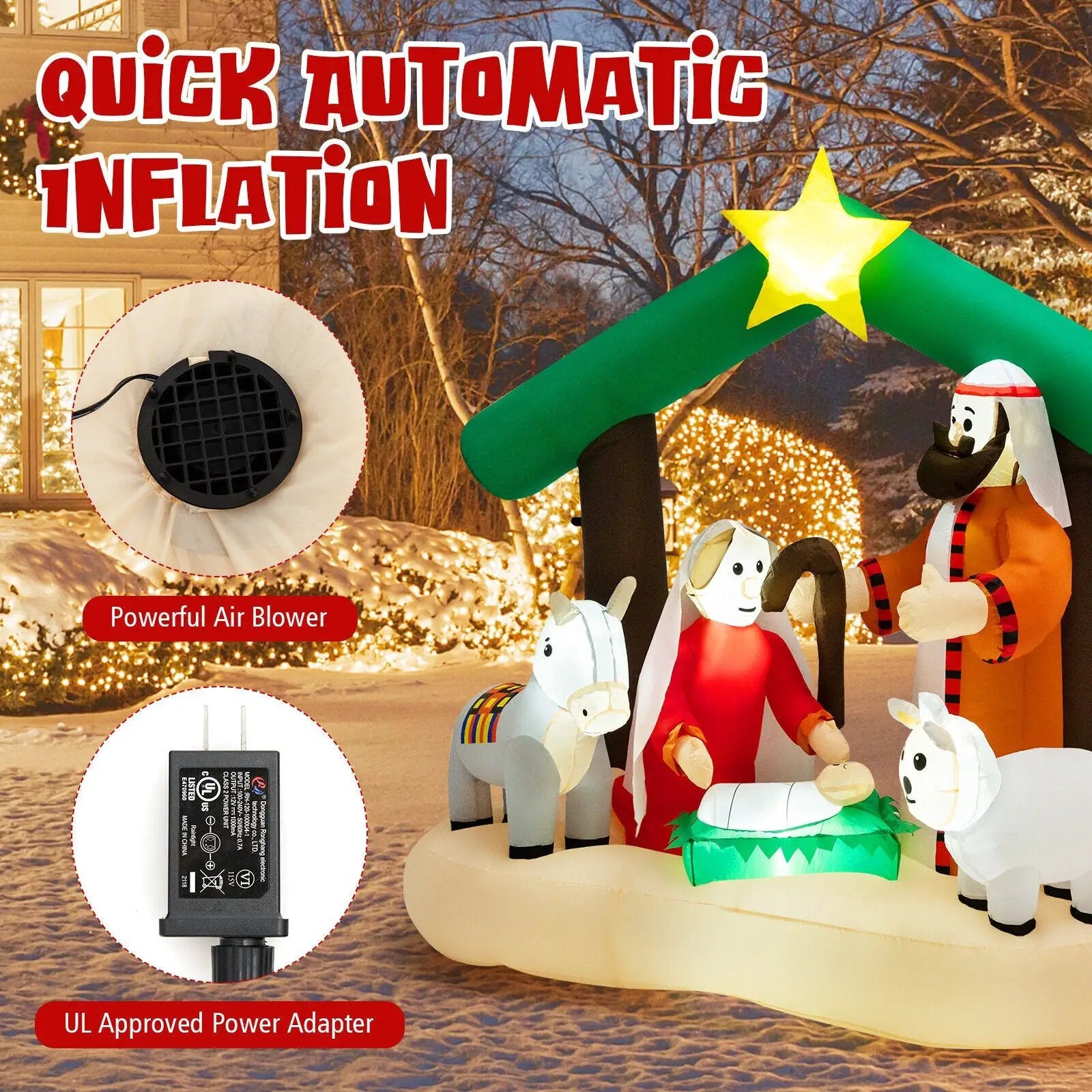 6.7 Feet Christmas Inflatable Nativity Scene with LED Lights by DirectDeals