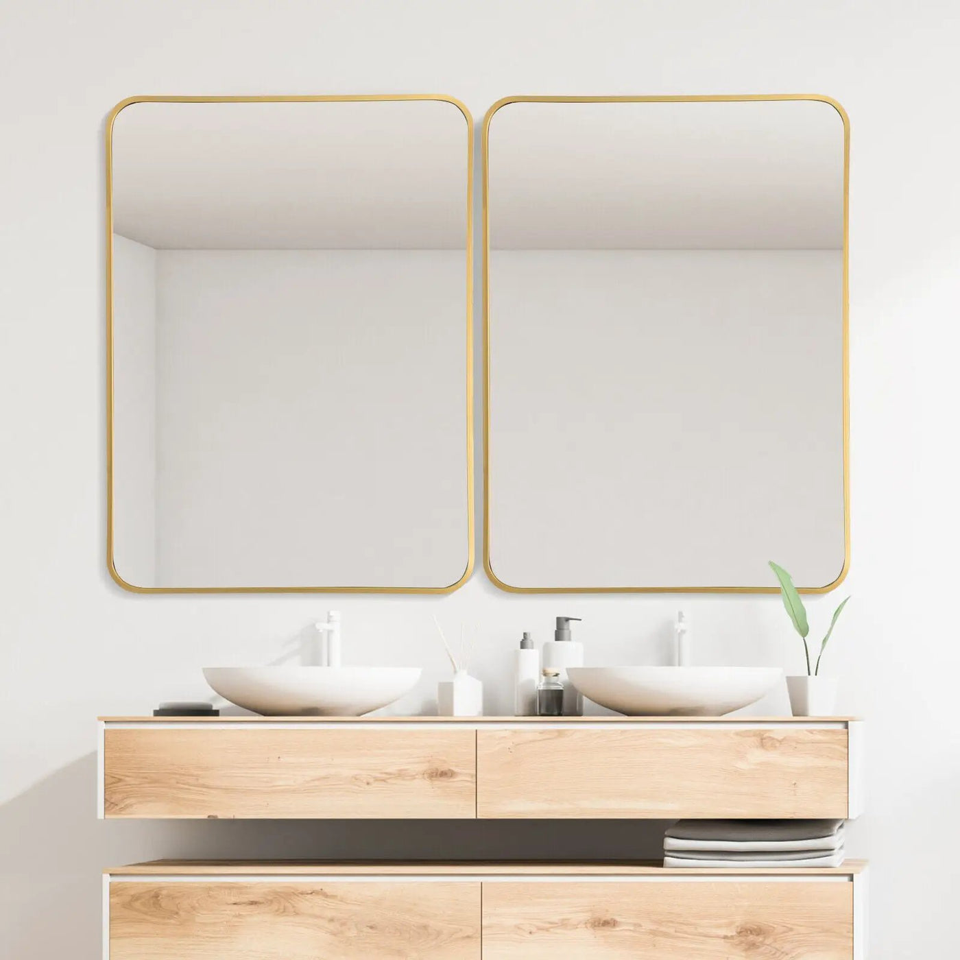 Metal Framed Bathroom Mirror with Rounded Corners by DirectDeals