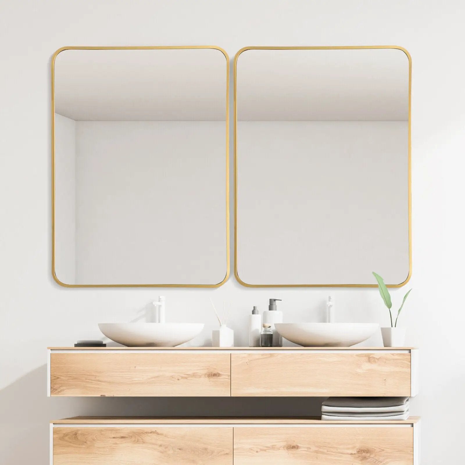 Metal Framed Bathroom Mirror with Rounded Corners by DirectDeals