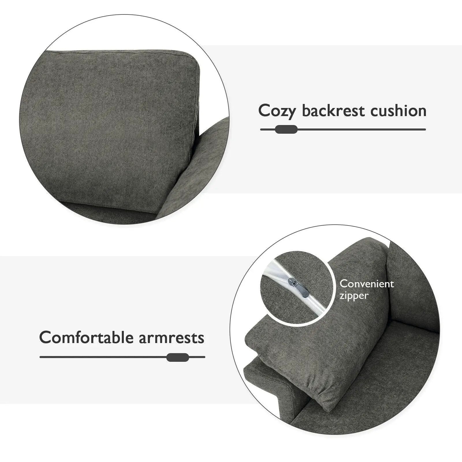 Modern Fabric Accent Armchair with Original Distributed Spring and Armrest Cushions by DirectDeals